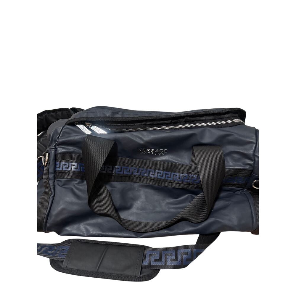 Versace Parfums Navy Duffel Bag with Greek Key Strap - Picture 2 of 6